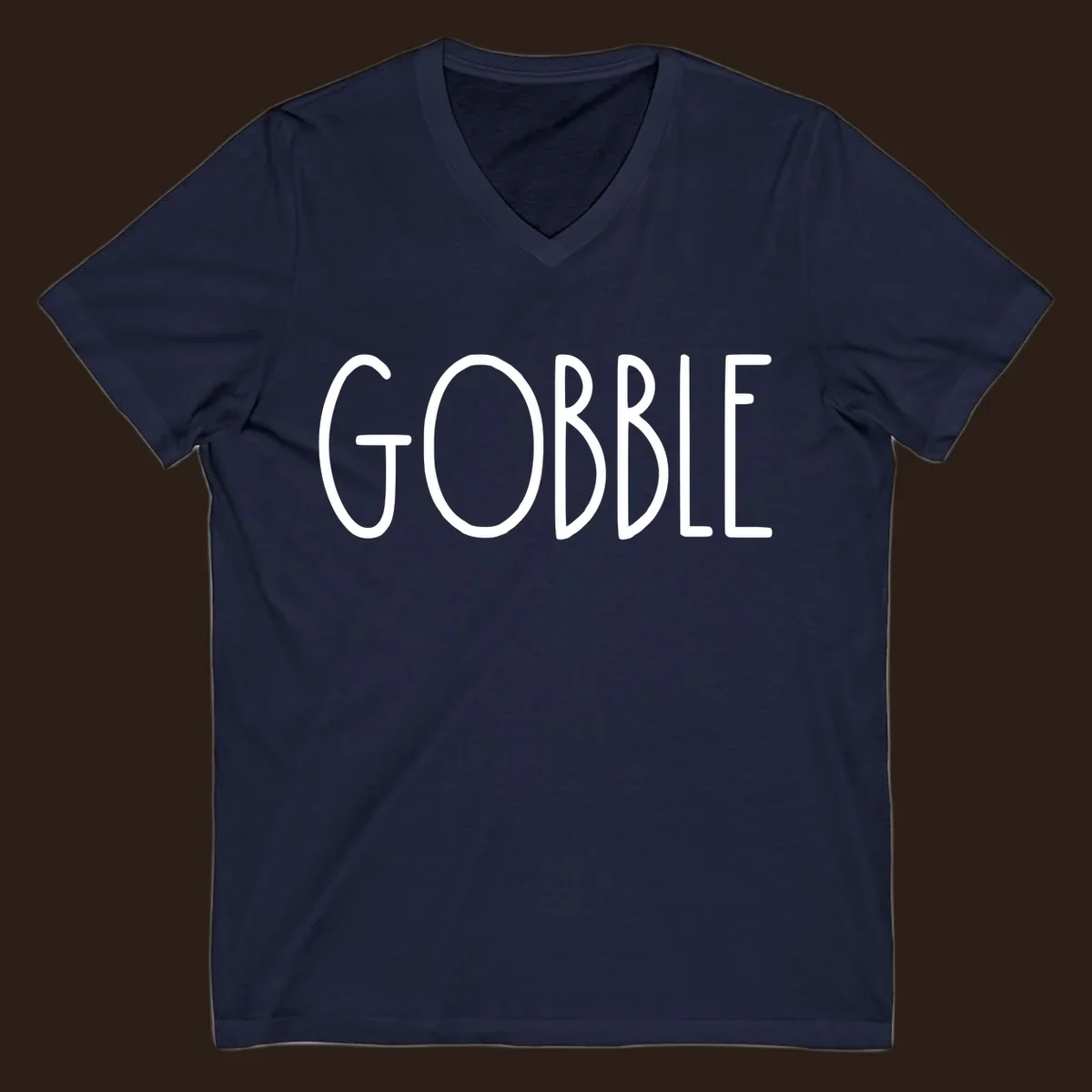 Gobble Thanksgiving text design in white on a dark background.