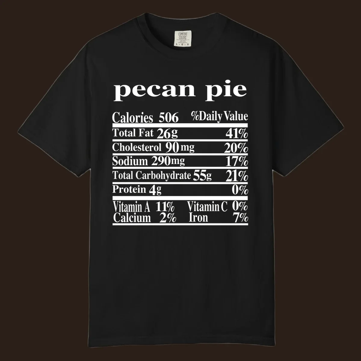 Pecan pie nutrition facts label design.