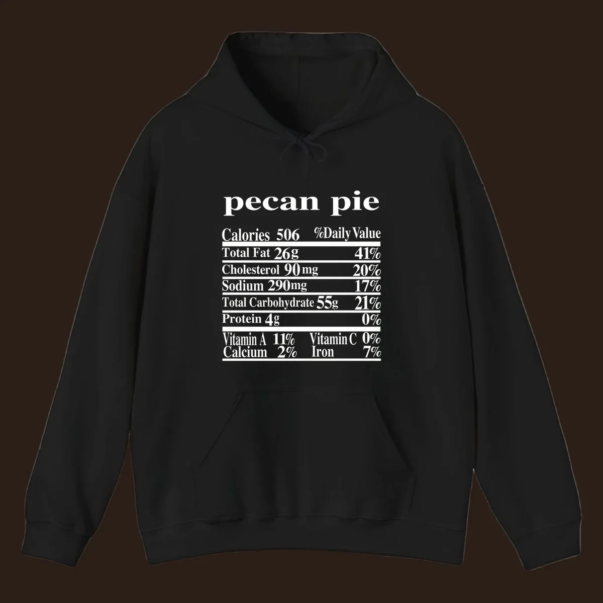 Pecan pie nutrition facts label design.