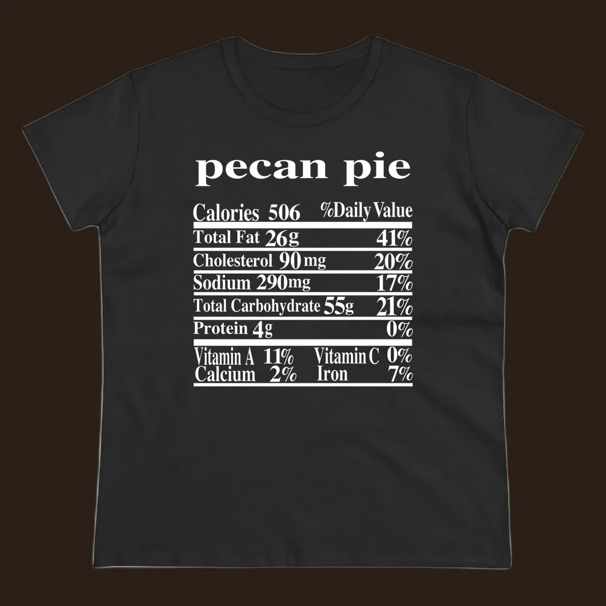 Pecan pie nutrition facts label design.