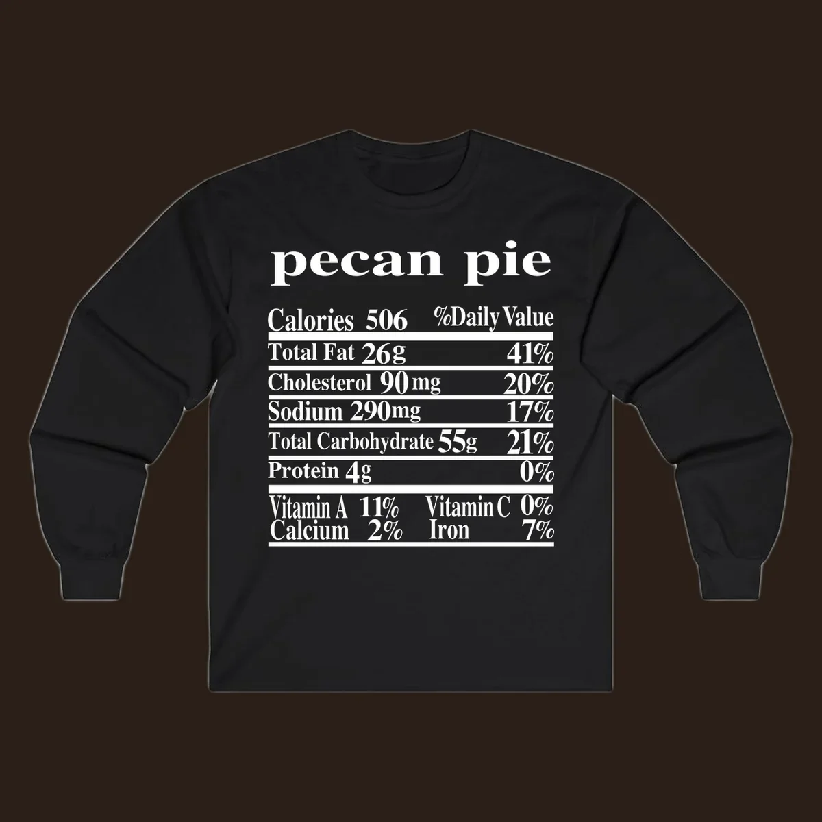 Pecan pie nutrition facts label design.