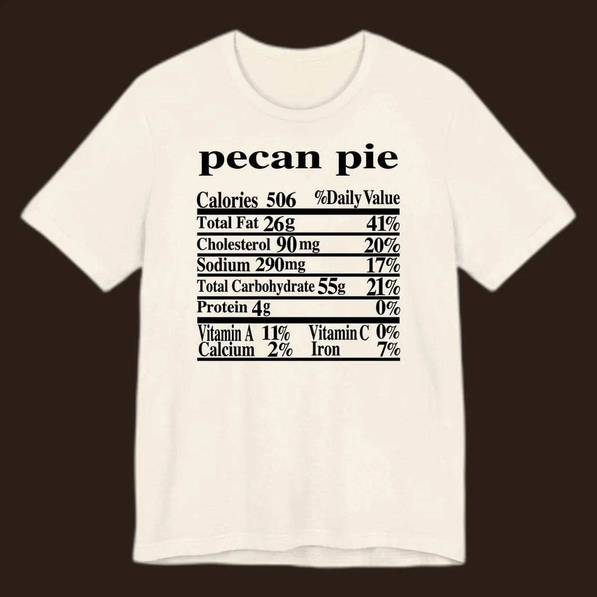 Pecan pie nutrition facts label design.