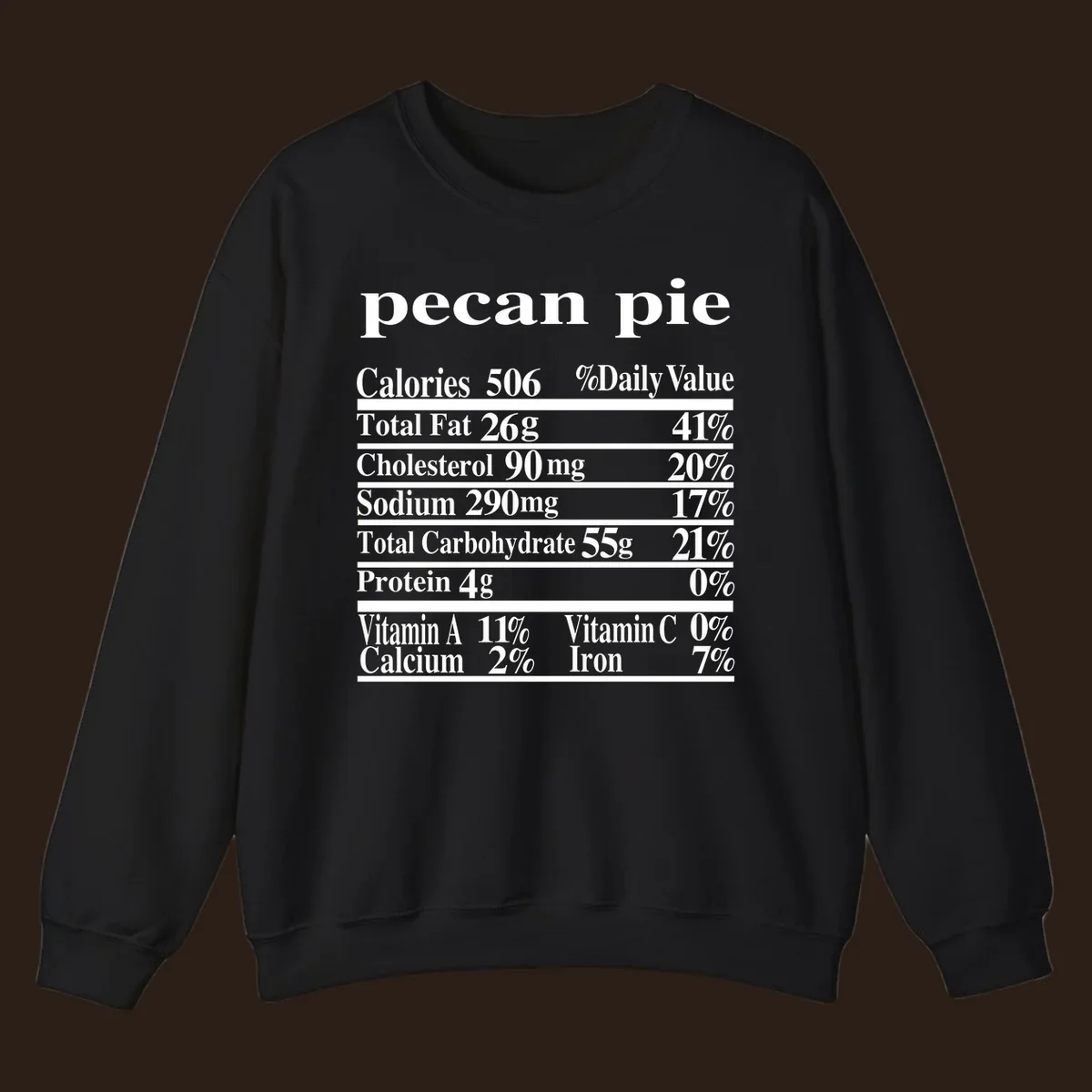 Pecan pie nutrition facts label design.