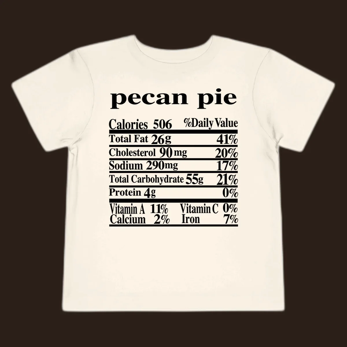 Pecan pie nutrition facts label design.