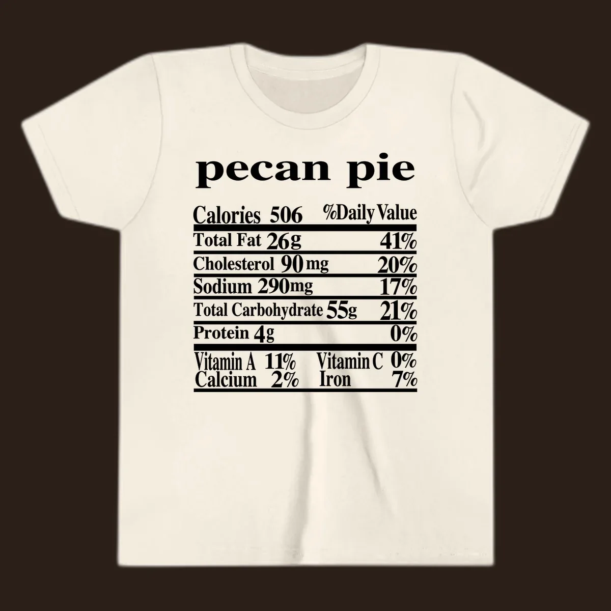 Pecan pie nutrition facts label design.