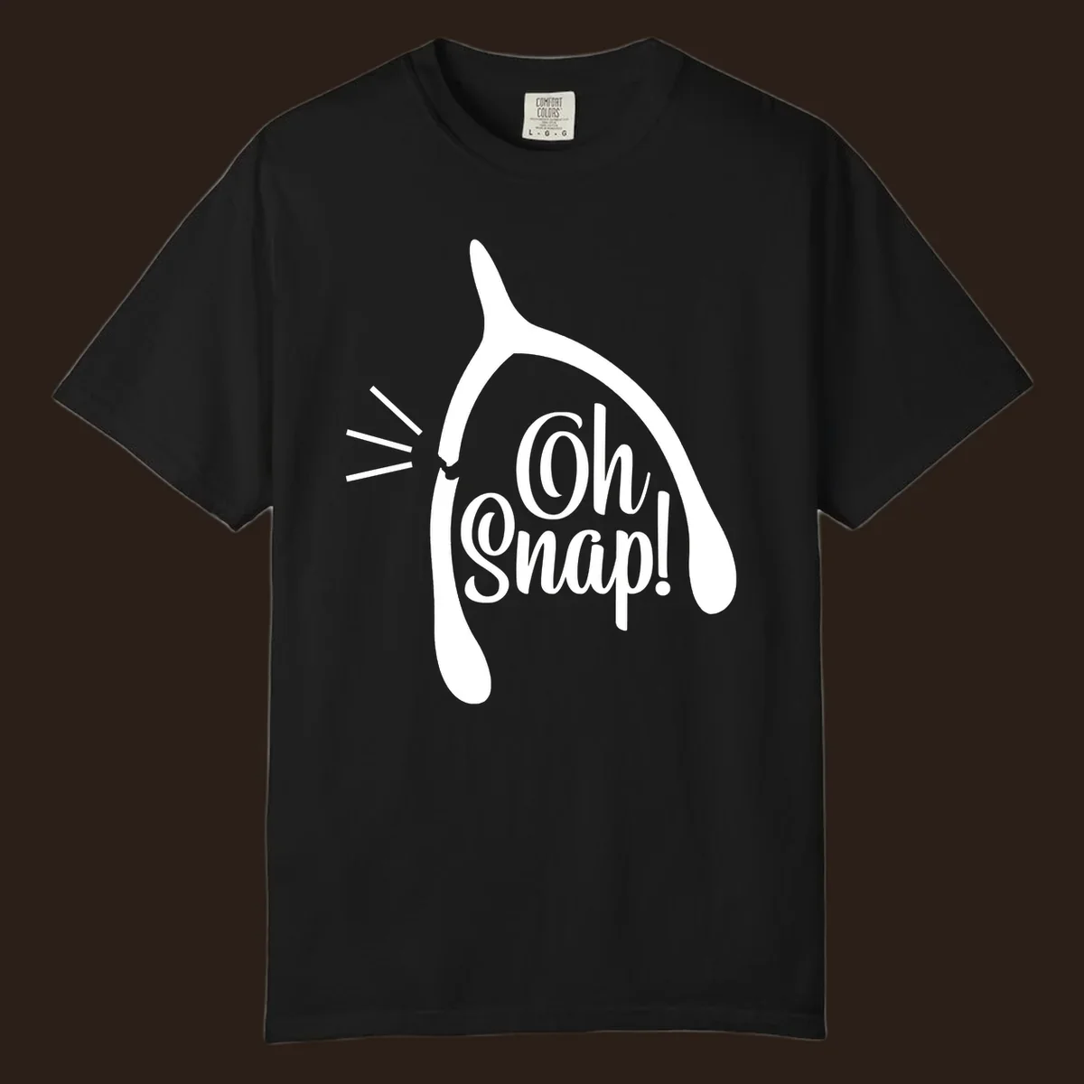 Oh snap wishbone broken design with white text.