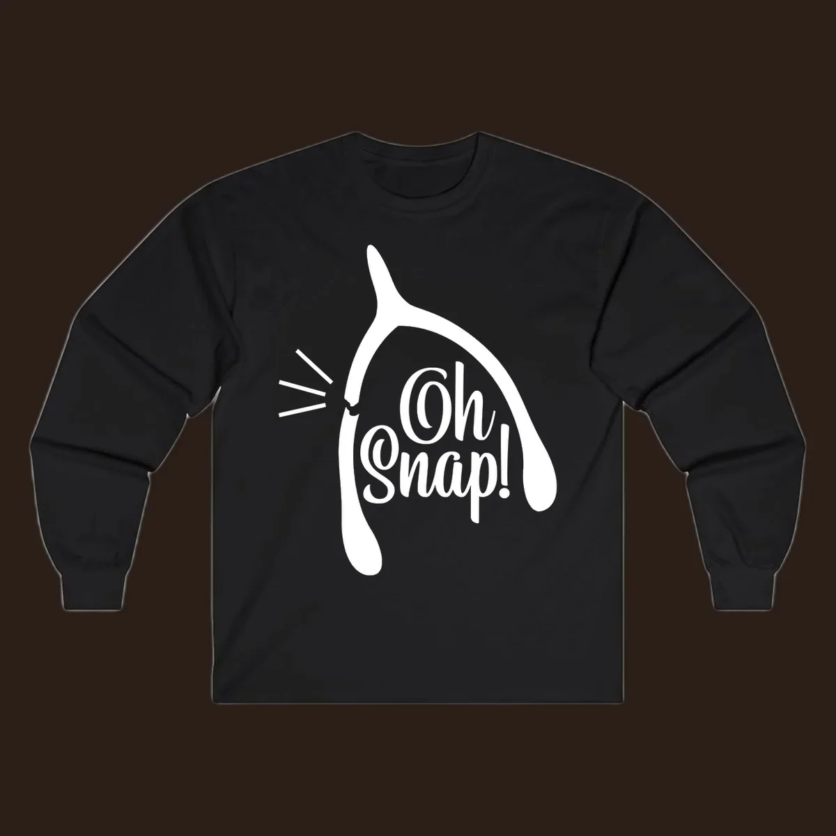 Oh snap wishbone broken design with white text.