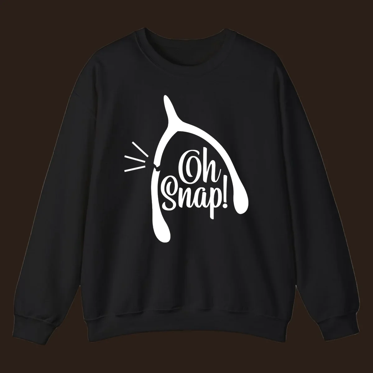 Oh snap wishbone broken design with white text.