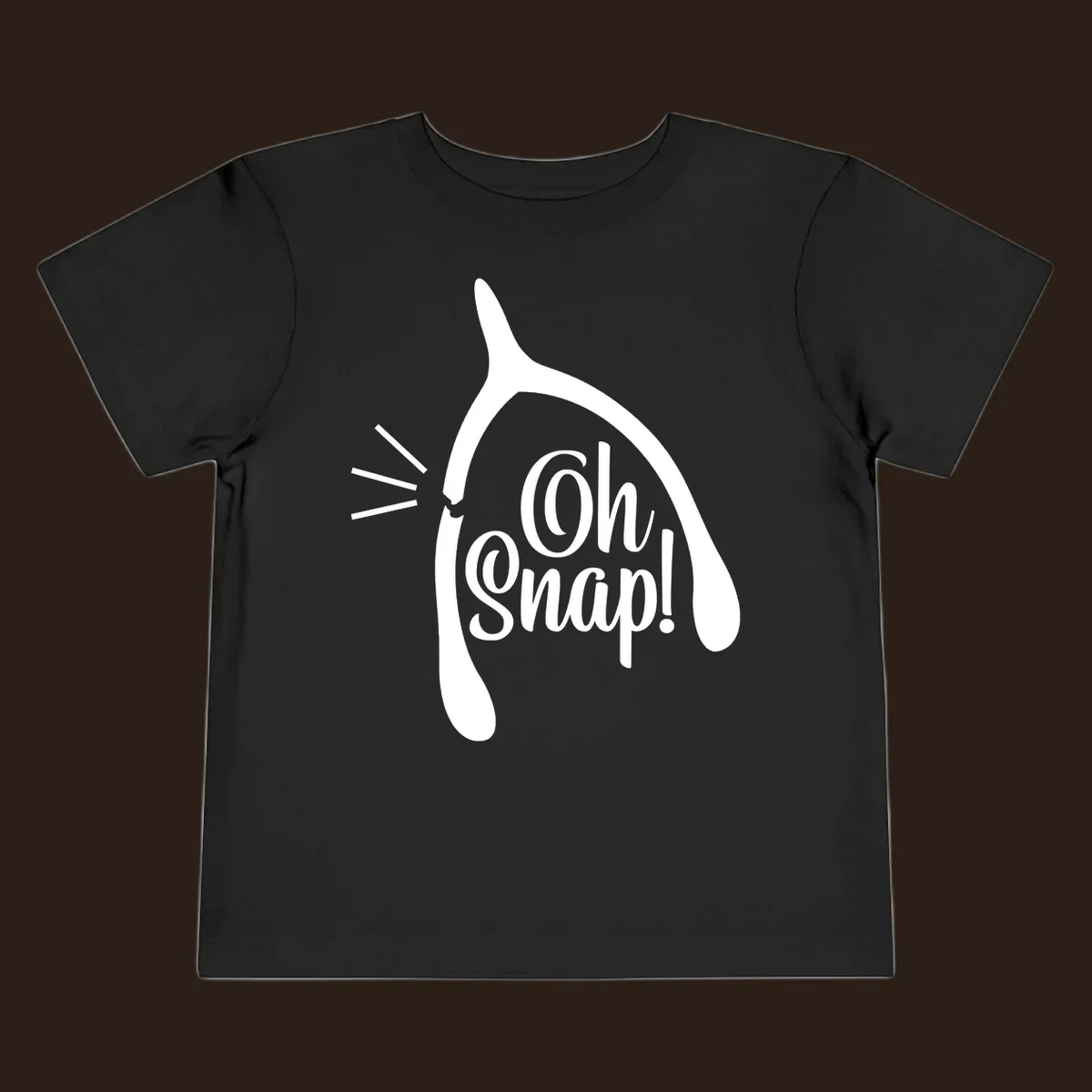 Oh snap wishbone broken design with white text.