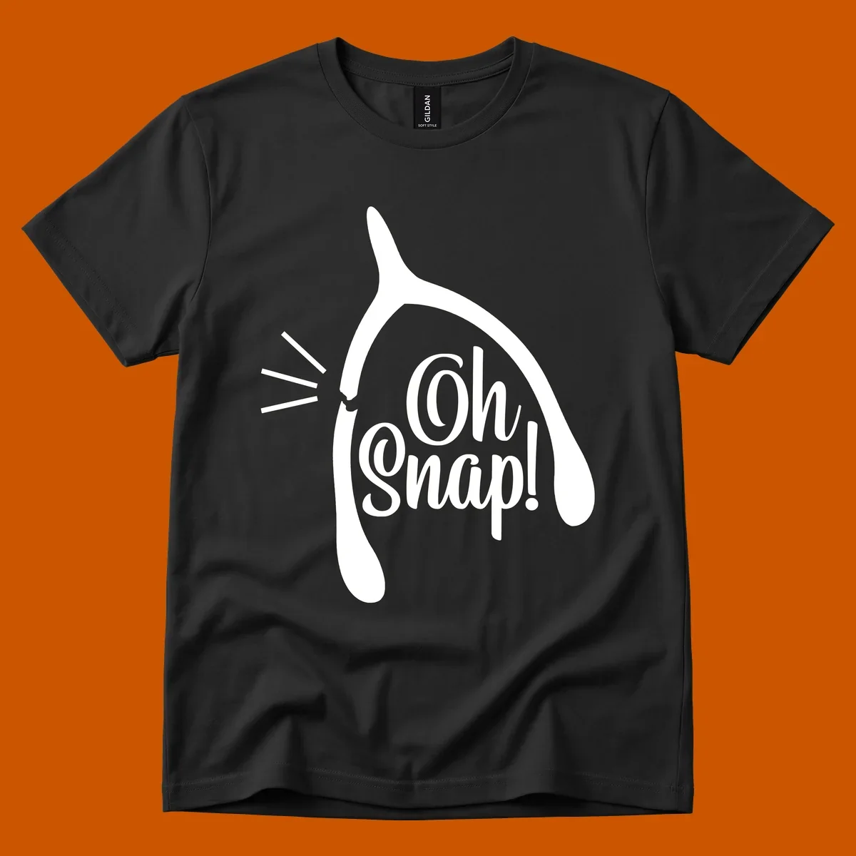 Oh snap wishbone broken design with white text.