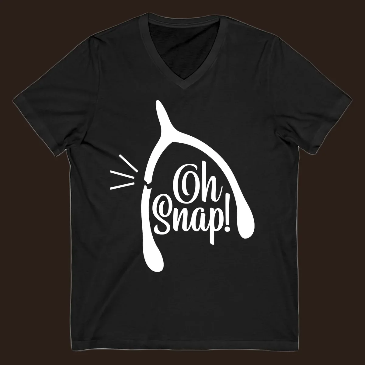 Oh snap wishbone broken design with white text.