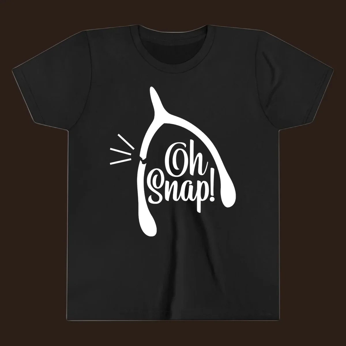 Oh snap wishbone broken design with white text.