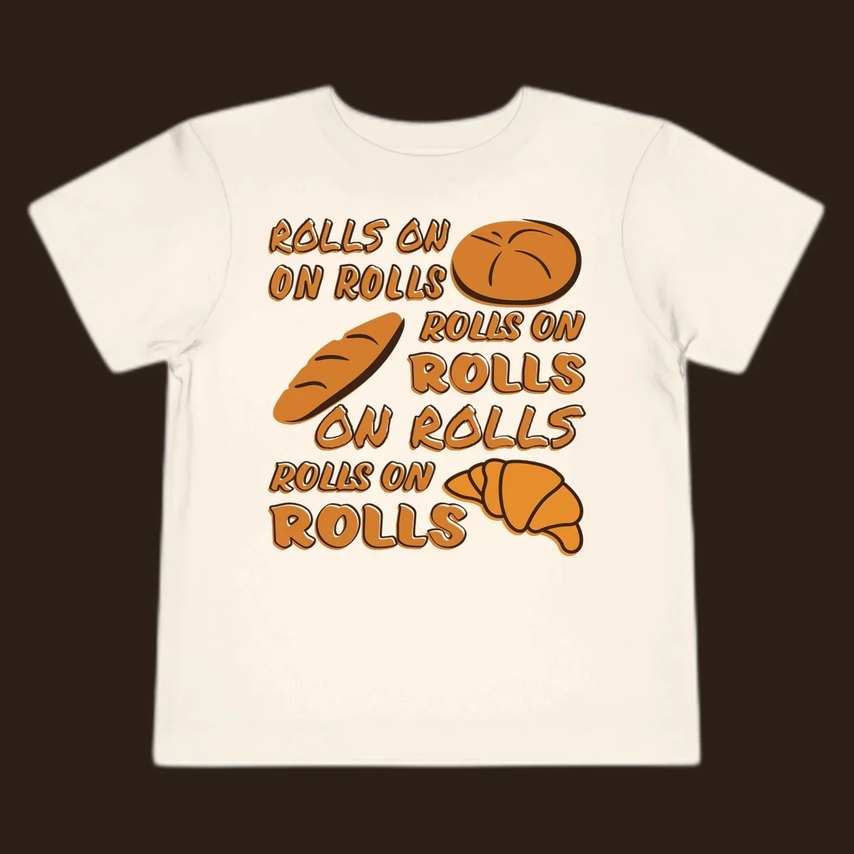 Rolls on rolls typography with bread illustrations. Funny baking pun.