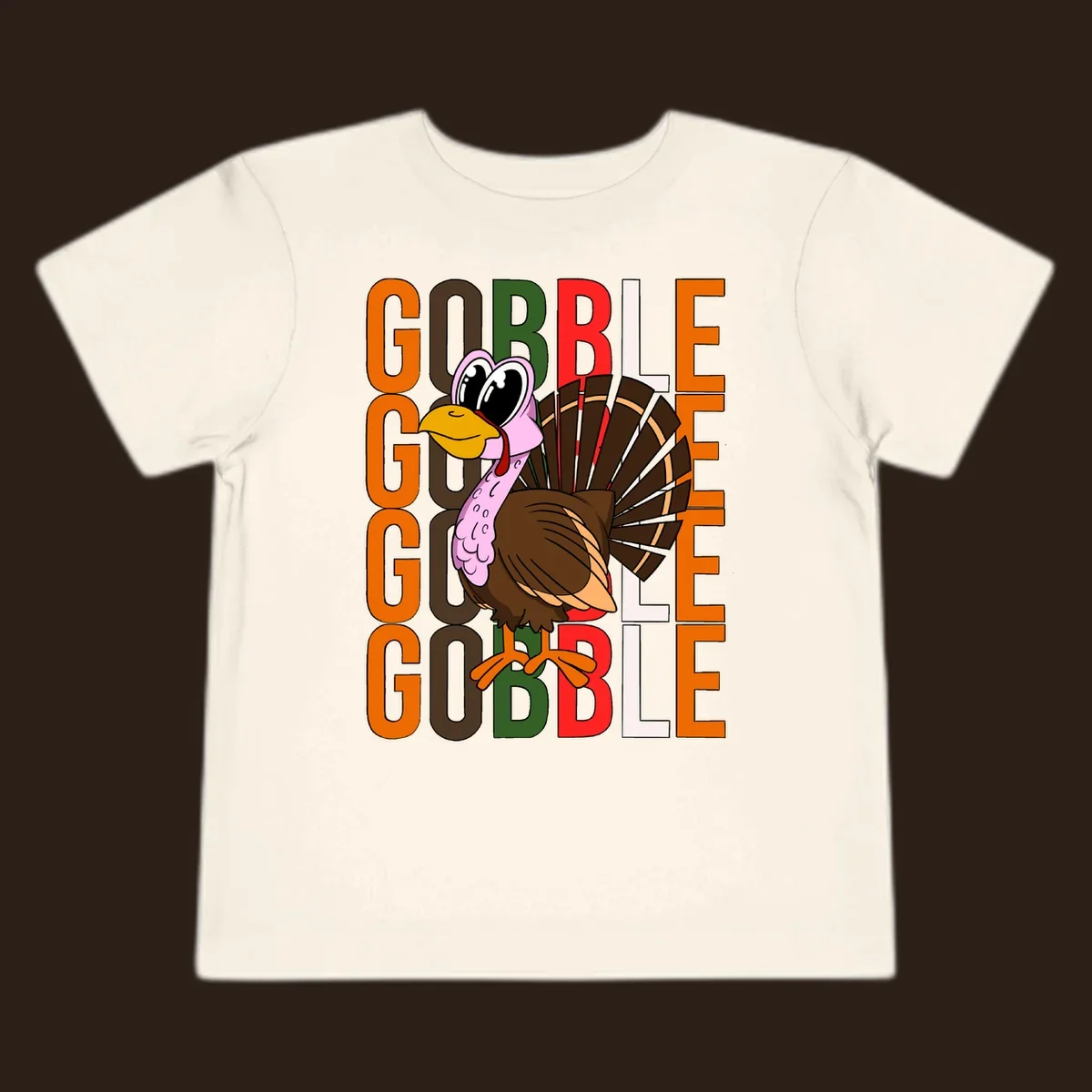 Gobble Thanksgiving turkey illustration with repeating text.