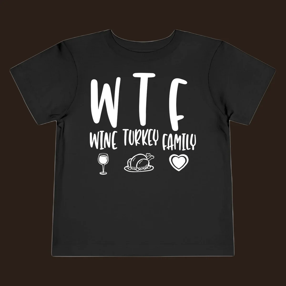 Wine Turkey Family saying with icons for Thanksgiving.