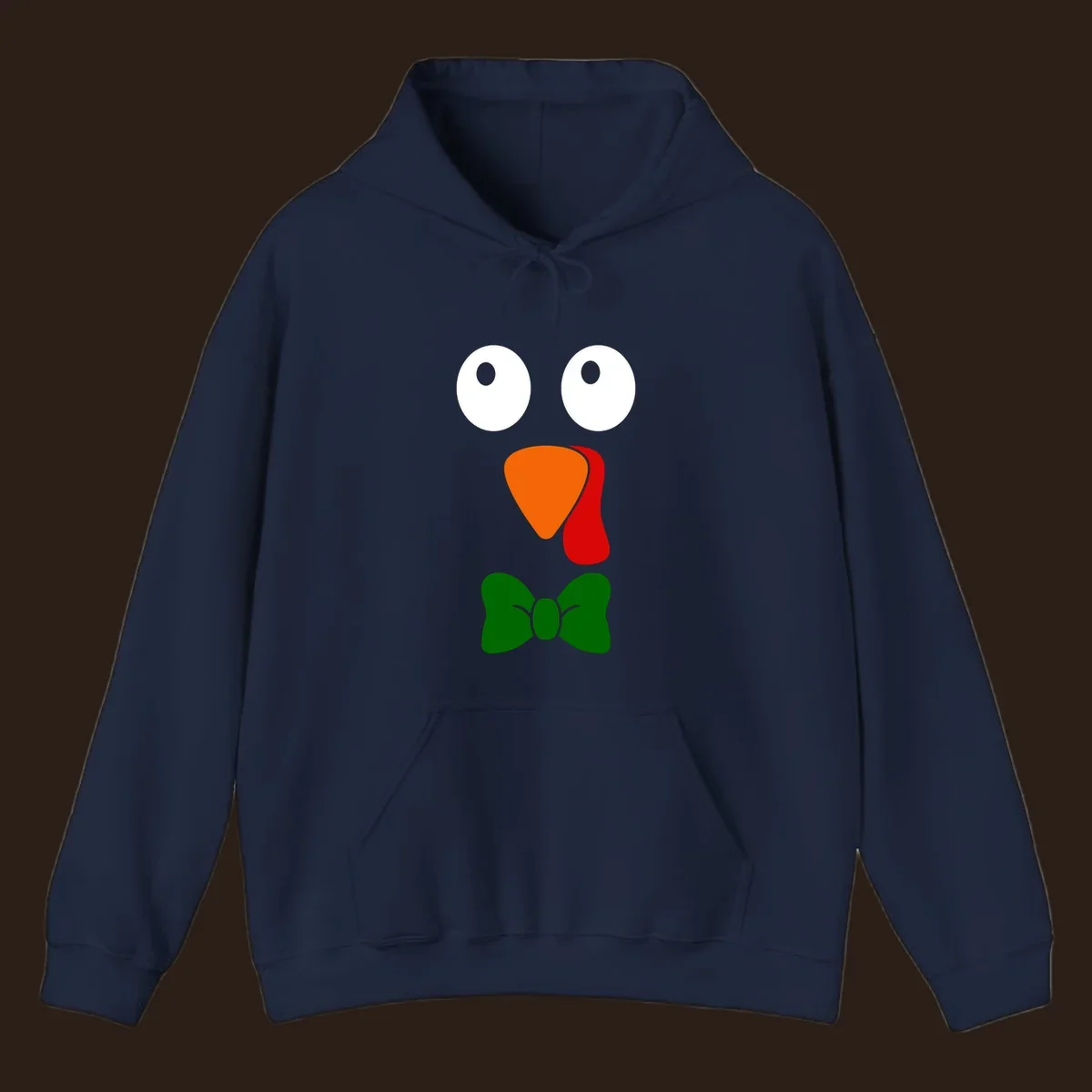 Cute turkey face with bowtie graphic for Thanksgiving.
