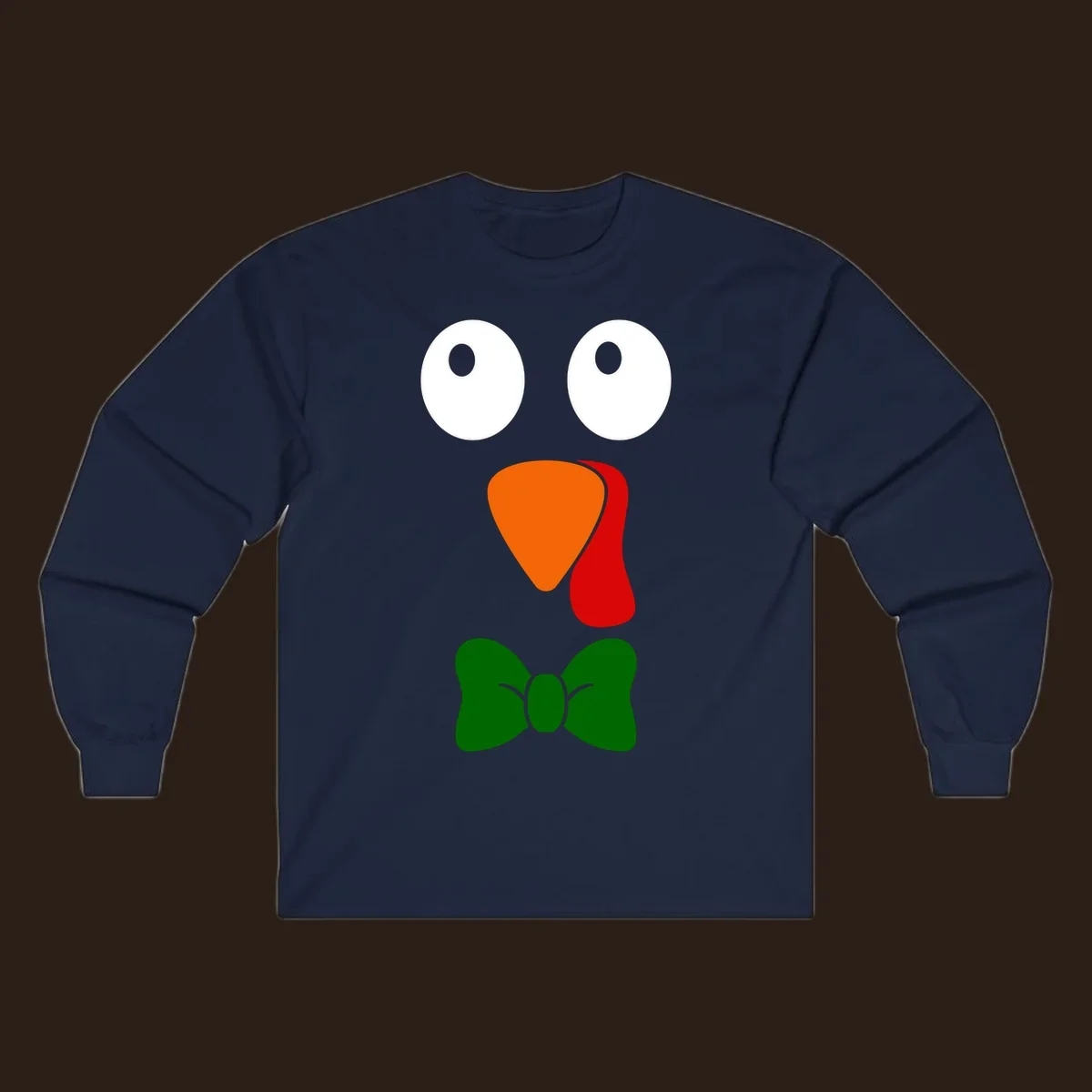Cute turkey face with bowtie graphic for Thanksgiving.