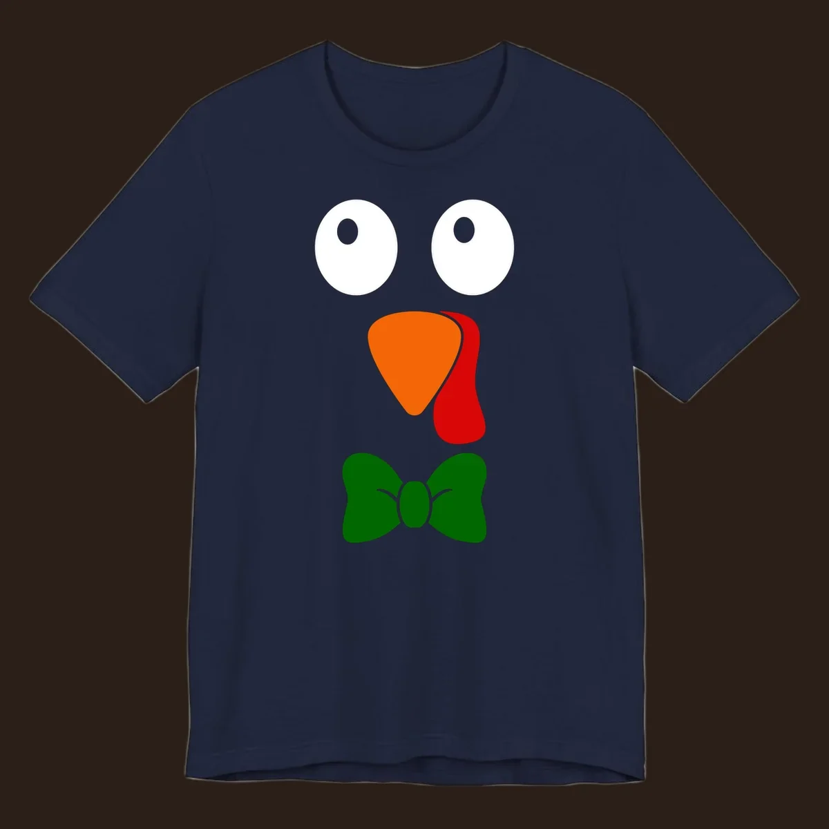 Cute turkey face with bowtie graphic for Thanksgiving.