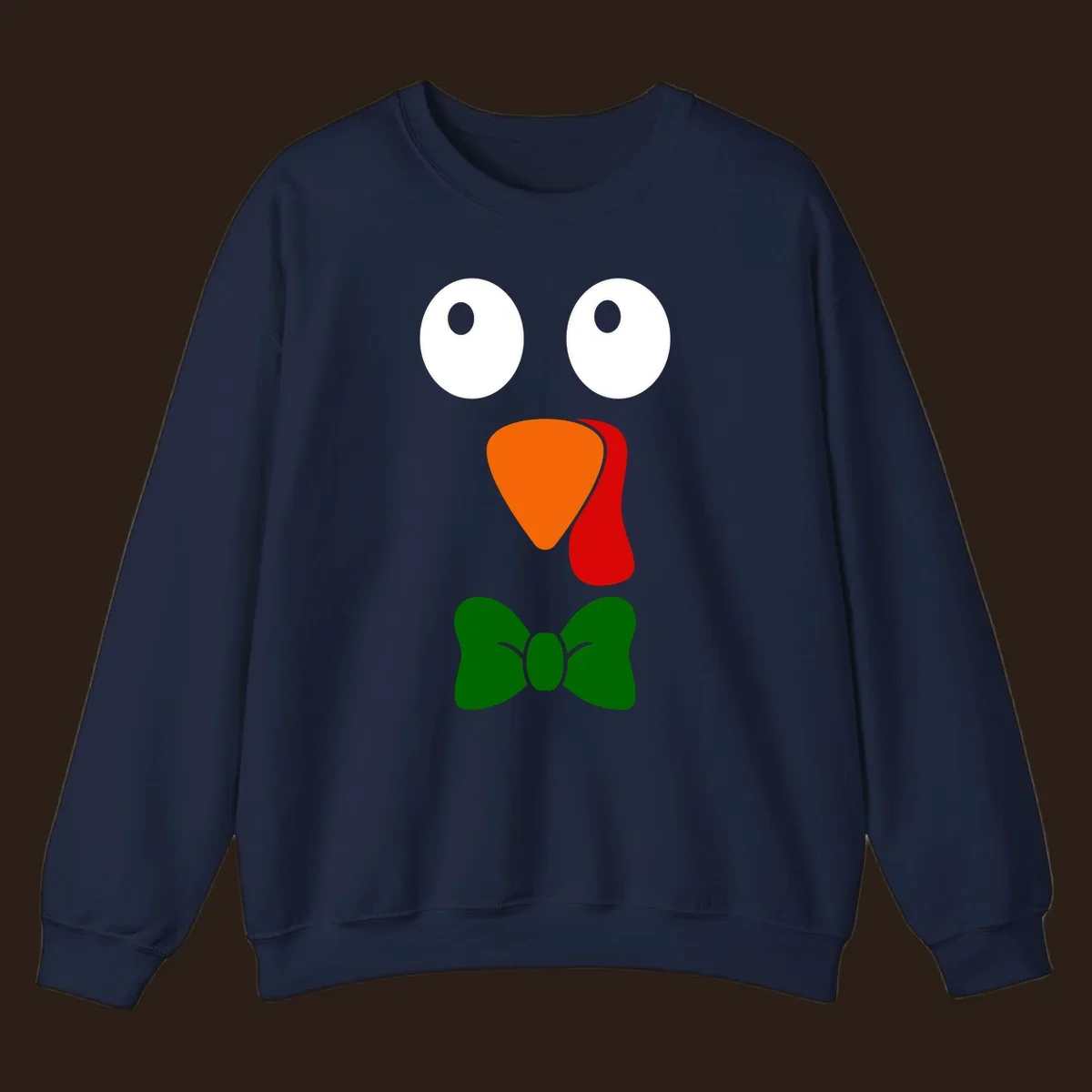 Cute turkey face with bowtie graphic for Thanksgiving.