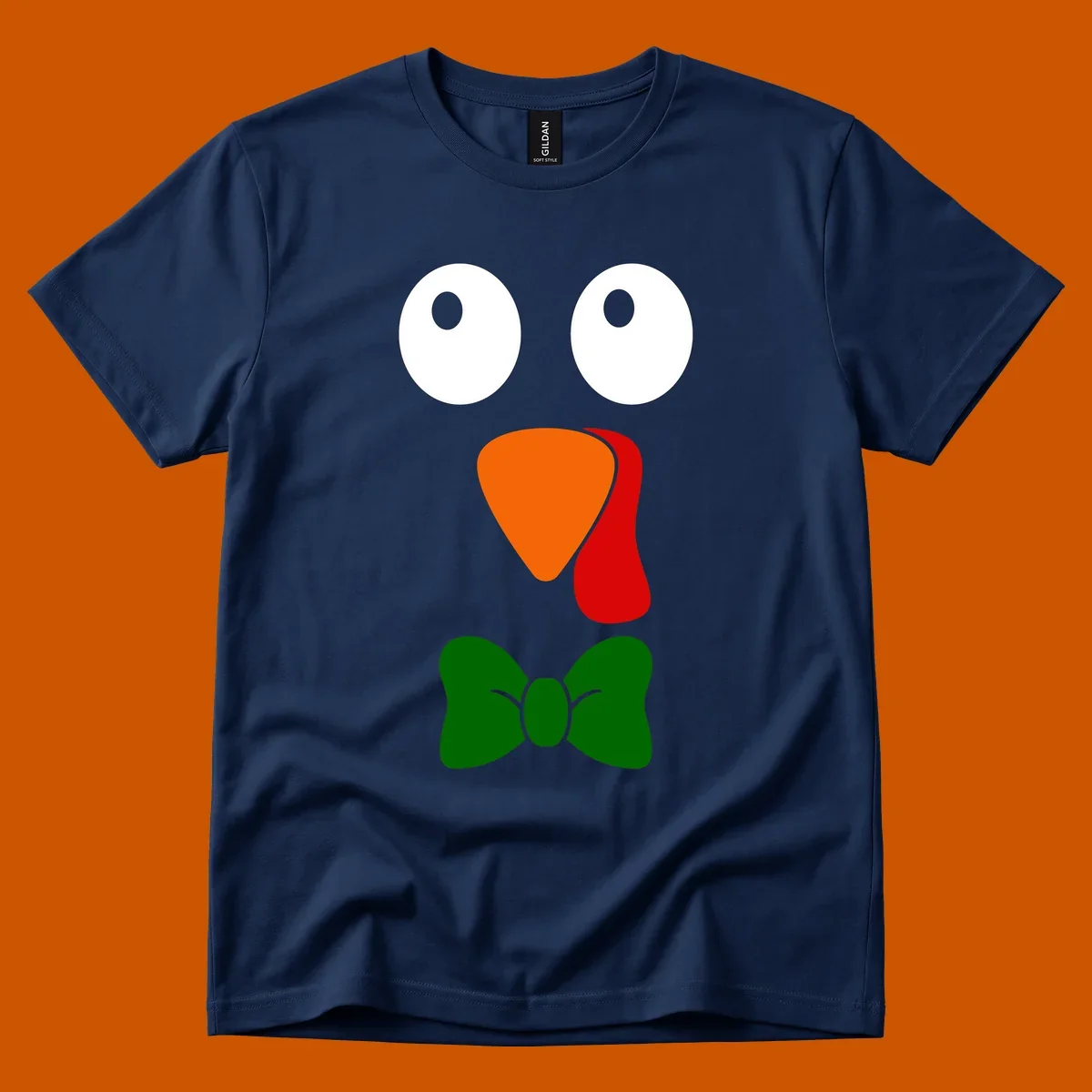 Cute turkey face with bowtie graphic for Thanksgiving.