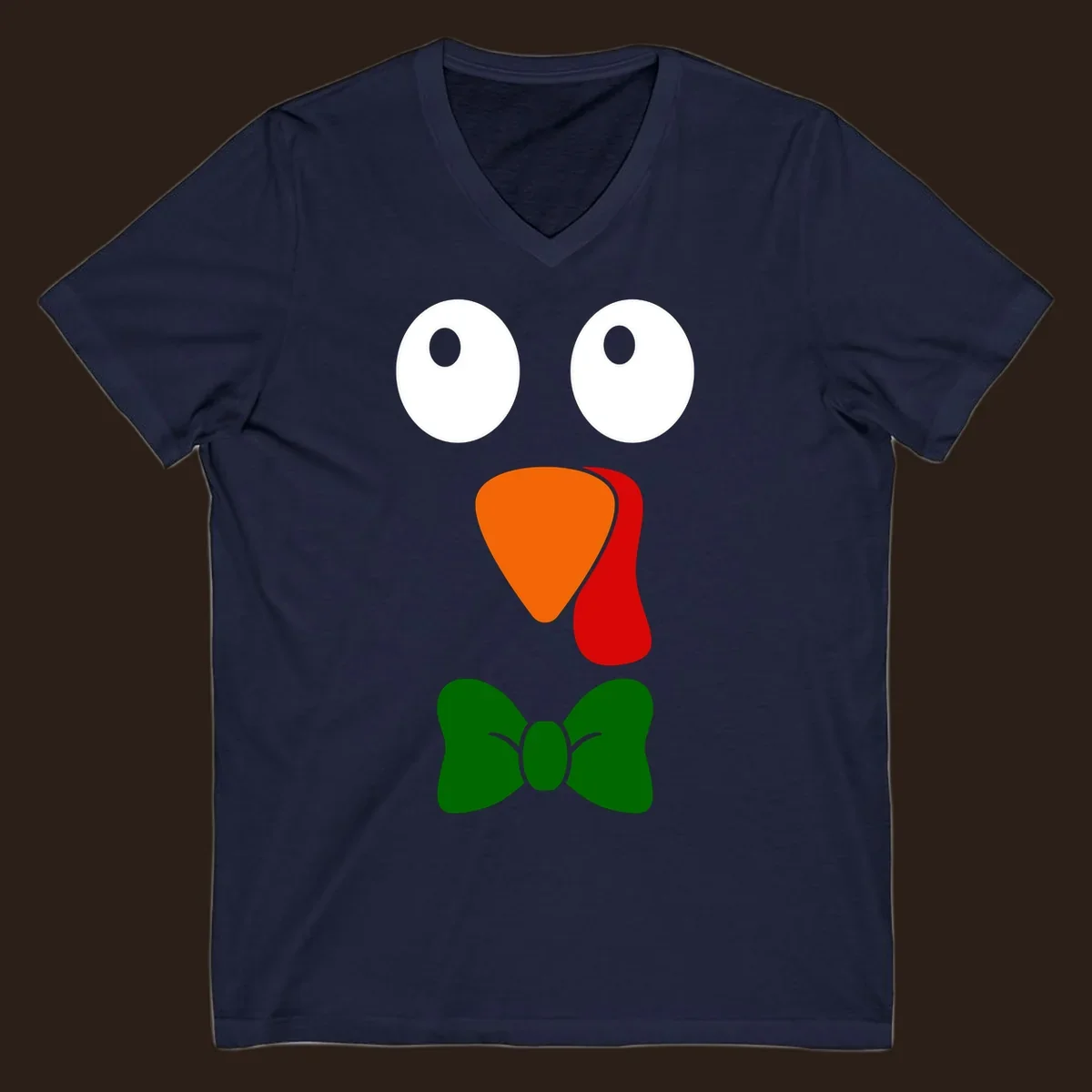 Cute turkey face with bowtie graphic for Thanksgiving.