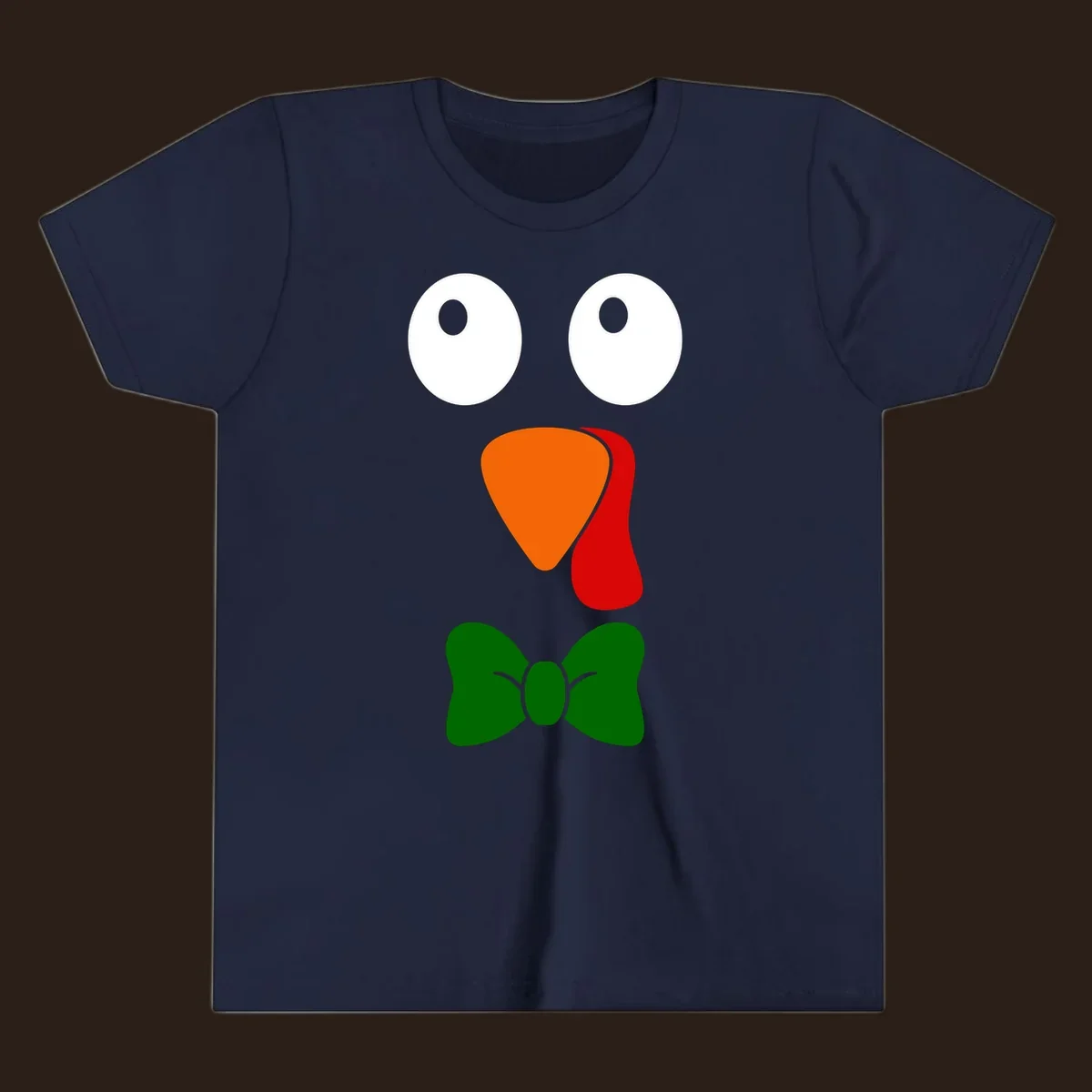 Cute turkey face with bowtie graphic for Thanksgiving.