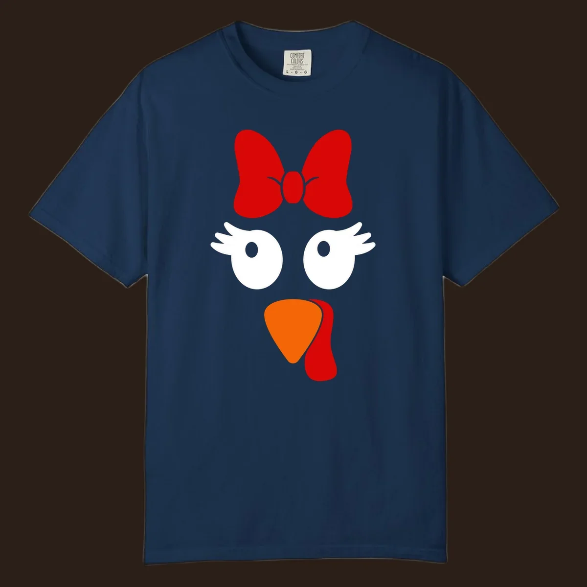 Cute turkey face with bow graphic for Thanksgiving shirt