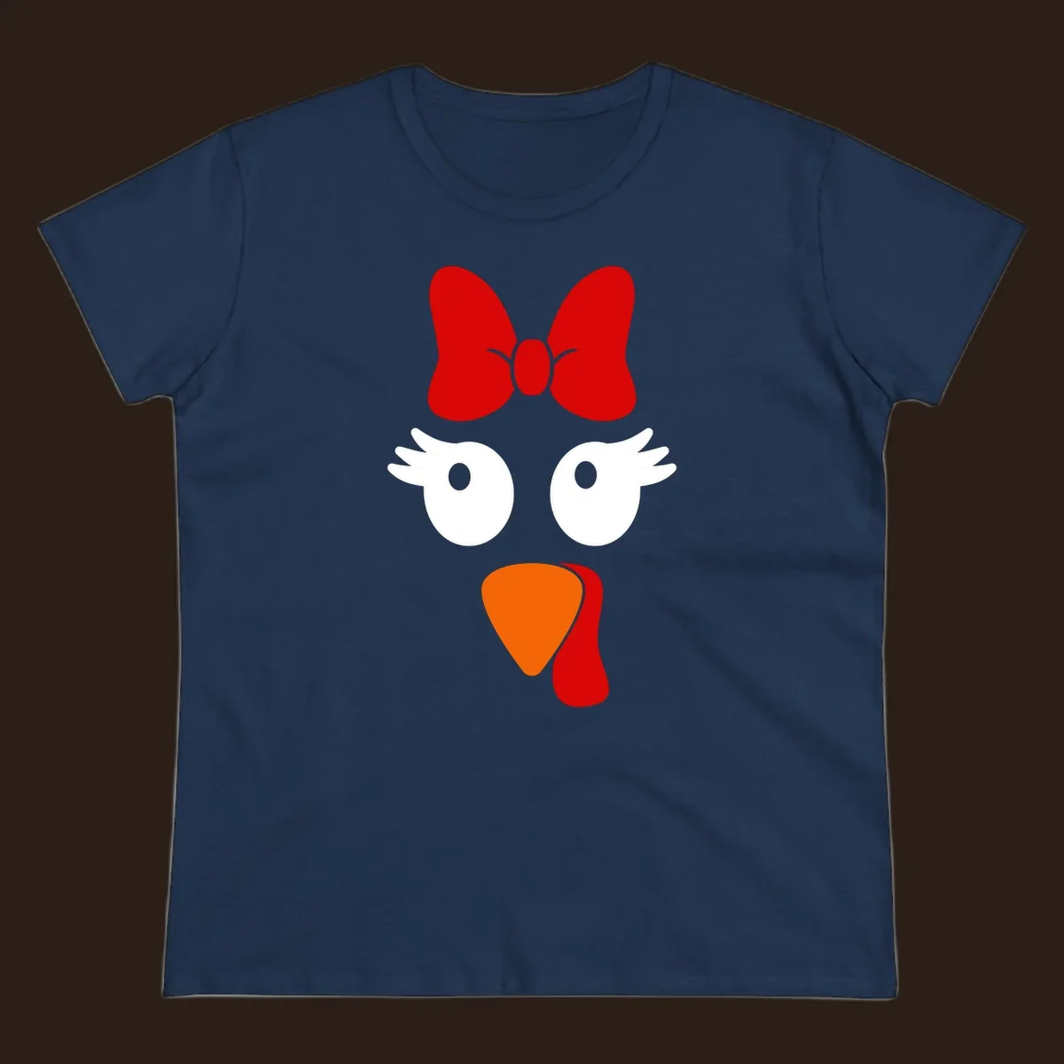 Cute turkey face with bow graphic for Thanksgiving shirt