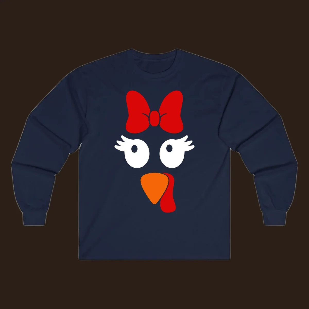 Cute turkey face with bow graphic for Thanksgiving shirt