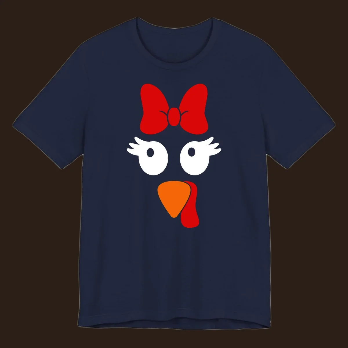 Cute turkey face with bow graphic for Thanksgiving shirt