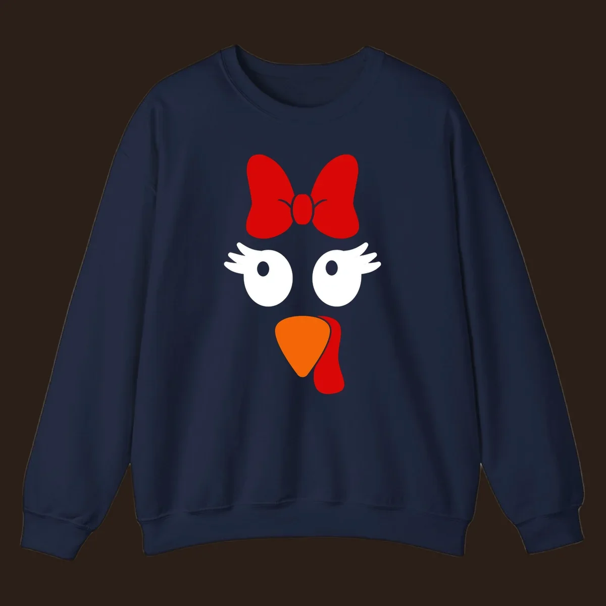 Cute turkey face with bow graphic for Thanksgiving shirt