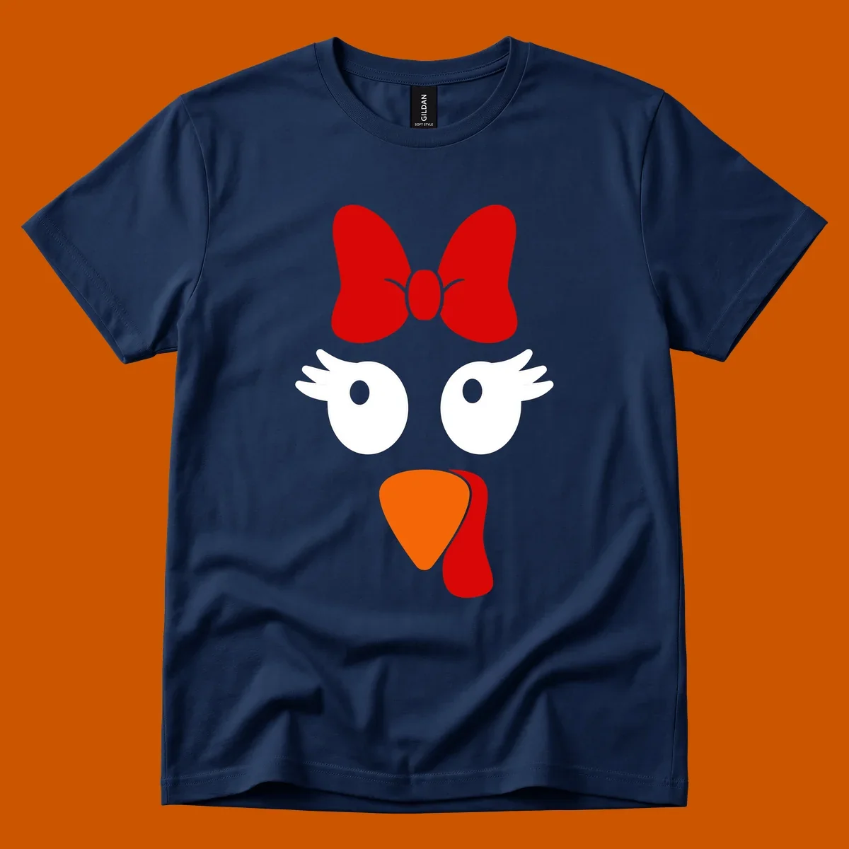 Cute turkey face with bow graphic for Thanksgiving shirt