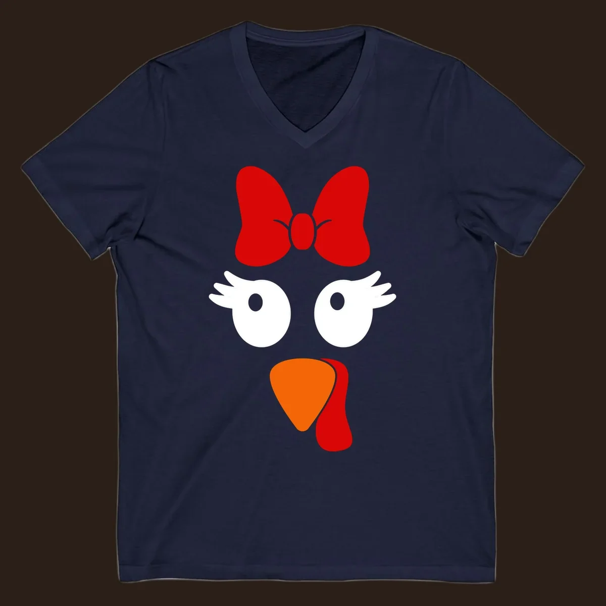 Cute turkey face with bow graphic for Thanksgiving shirt