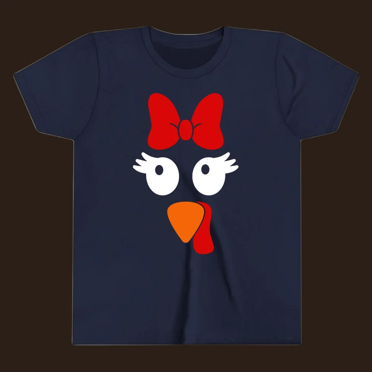 Cute turkey face with bow graphic for Thanksgiving shirt
