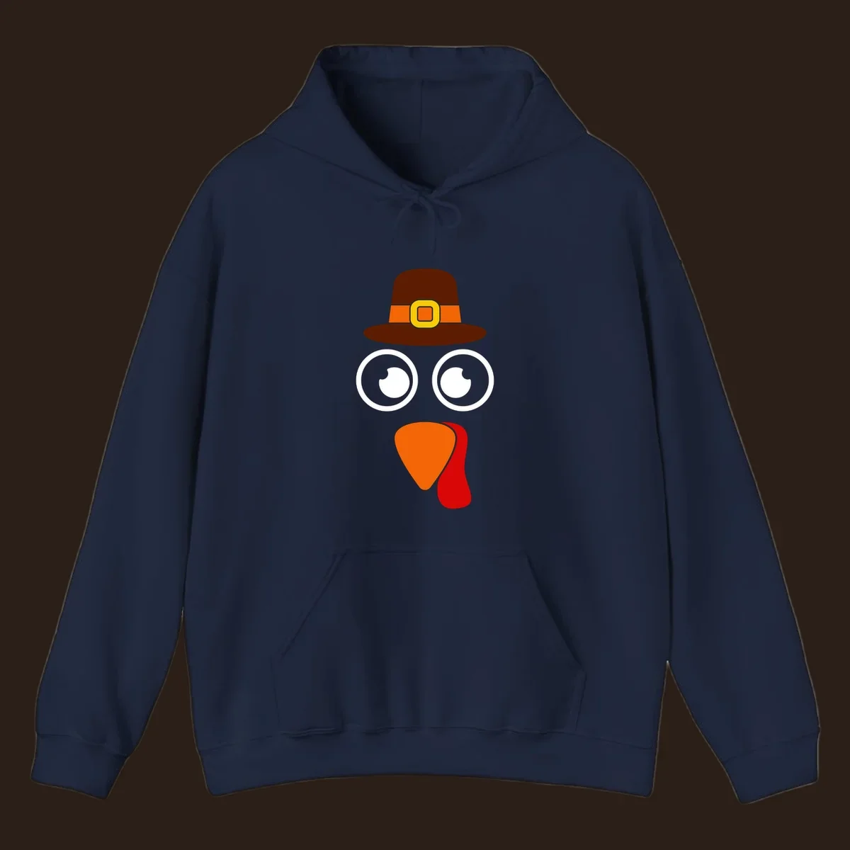 Cute Thanksgiving turkey face with pilgrim hat.