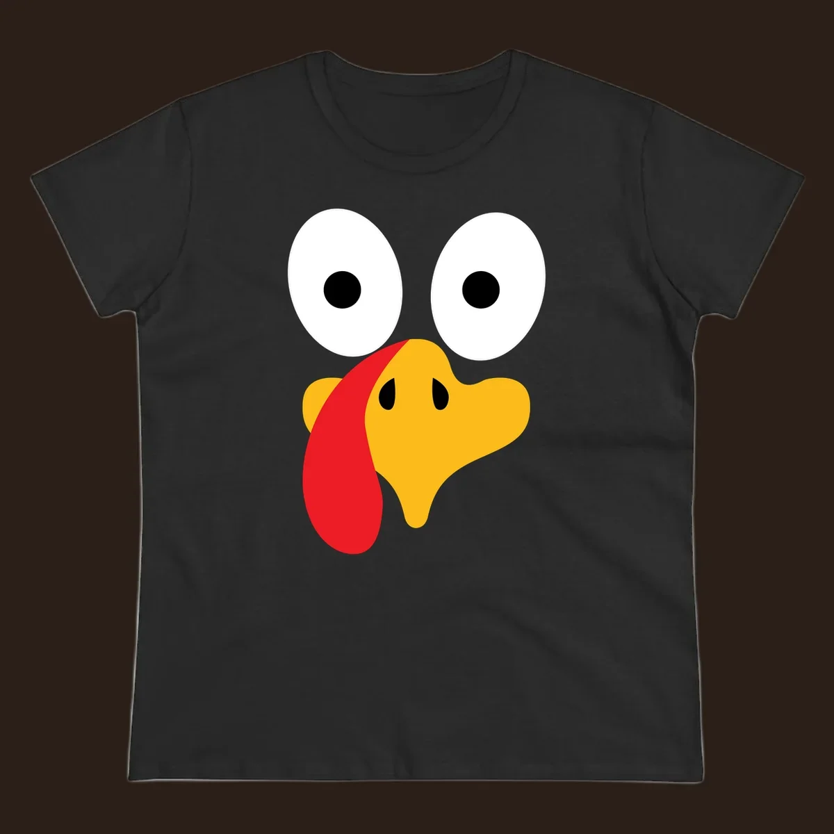 Googly-eyed turkey face illustration for Thanksgiving.