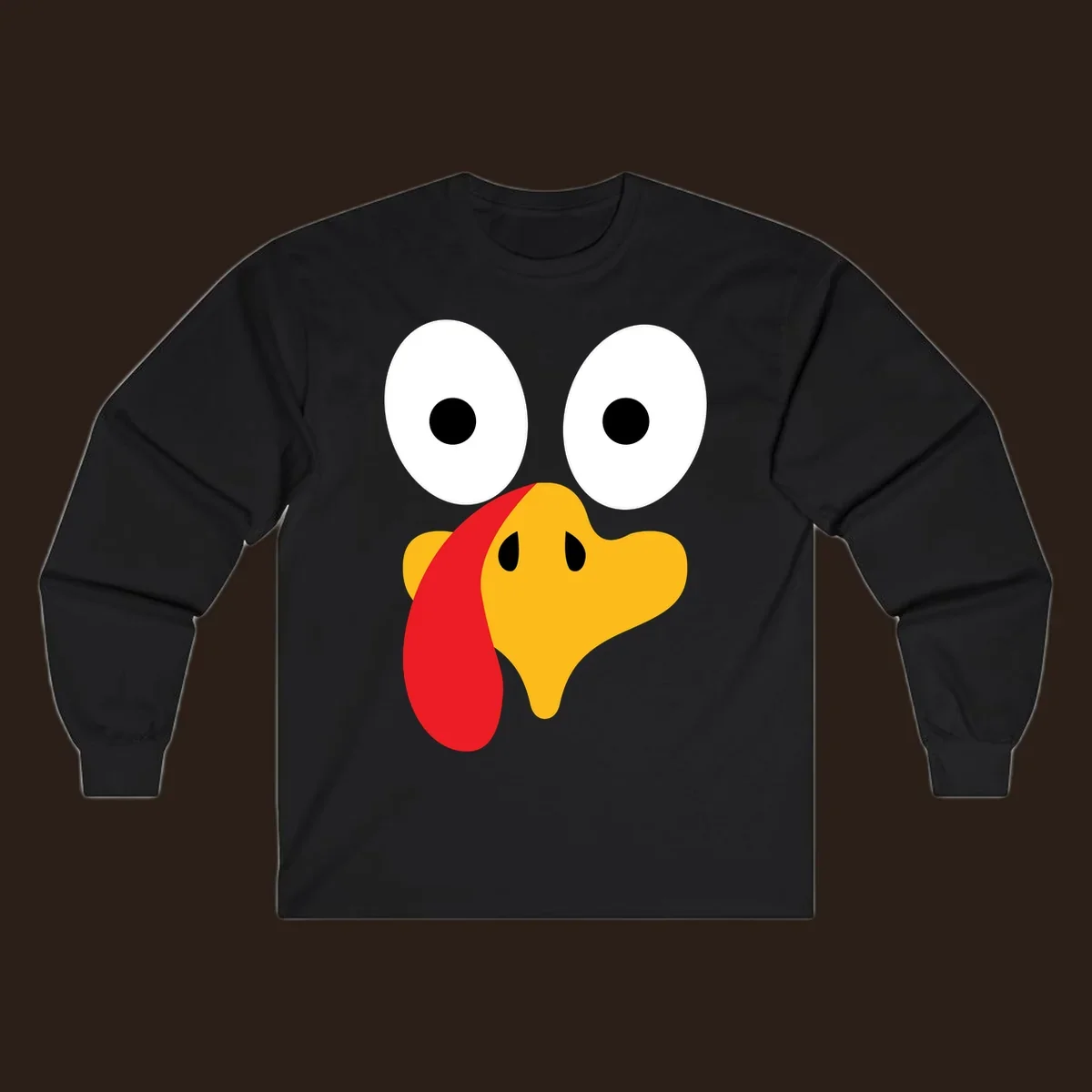 Googly-eyed turkey face illustration for Thanksgiving.