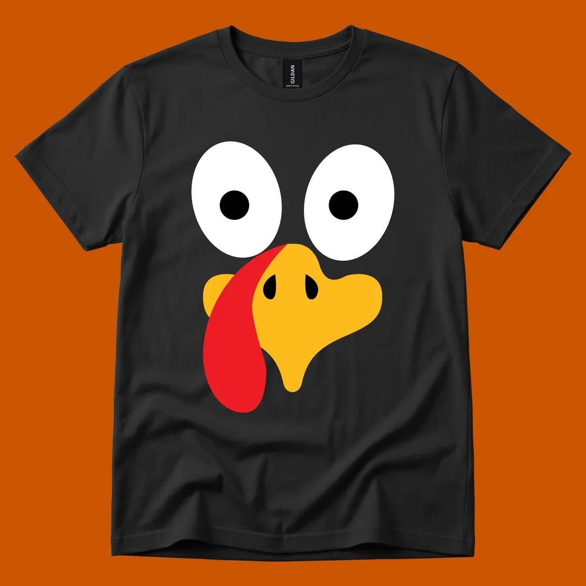 Googly-eyed turkey face illustration for Thanksgiving.