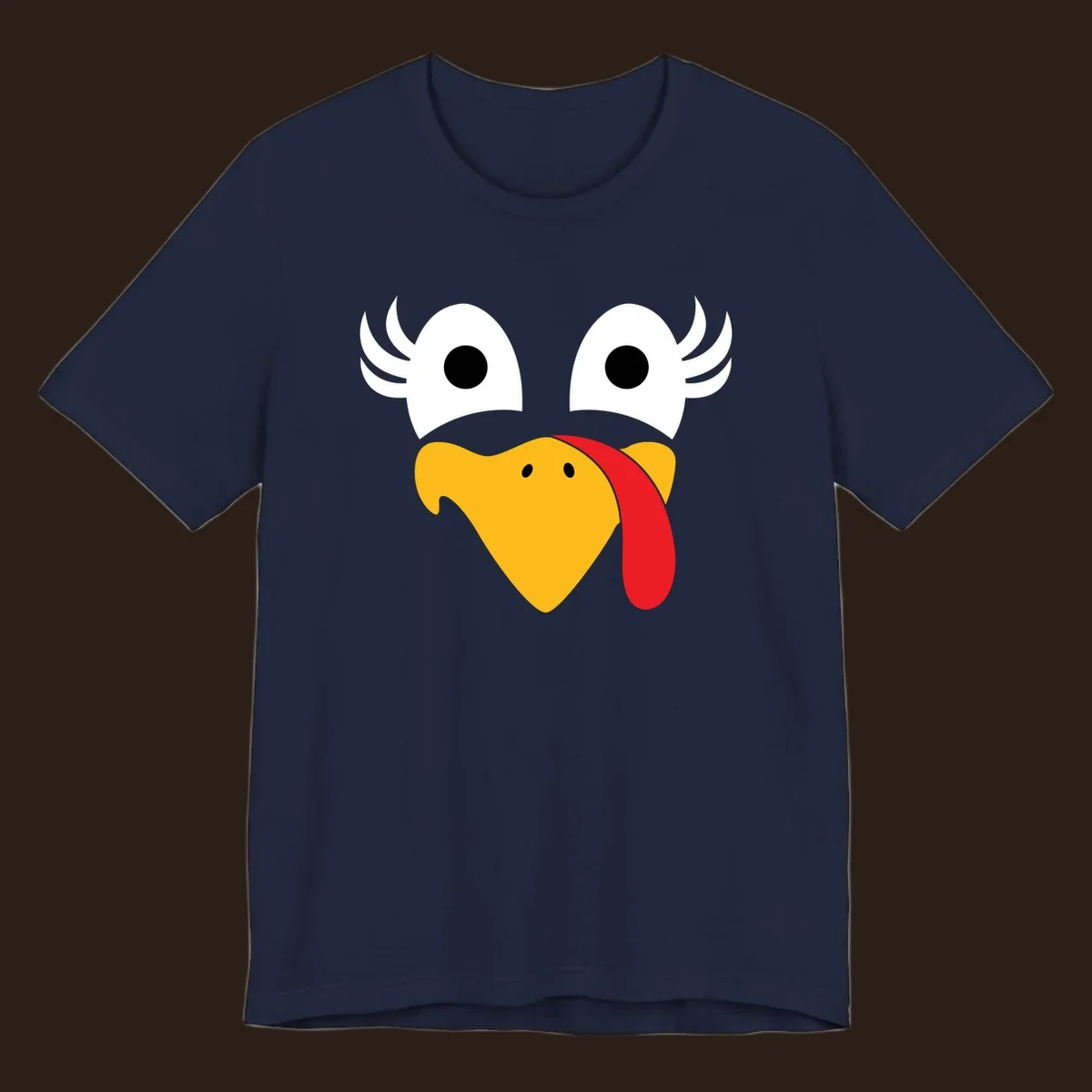 Funny turkey face illustration with googly eyes and a red wattle, for Thanksgiving.