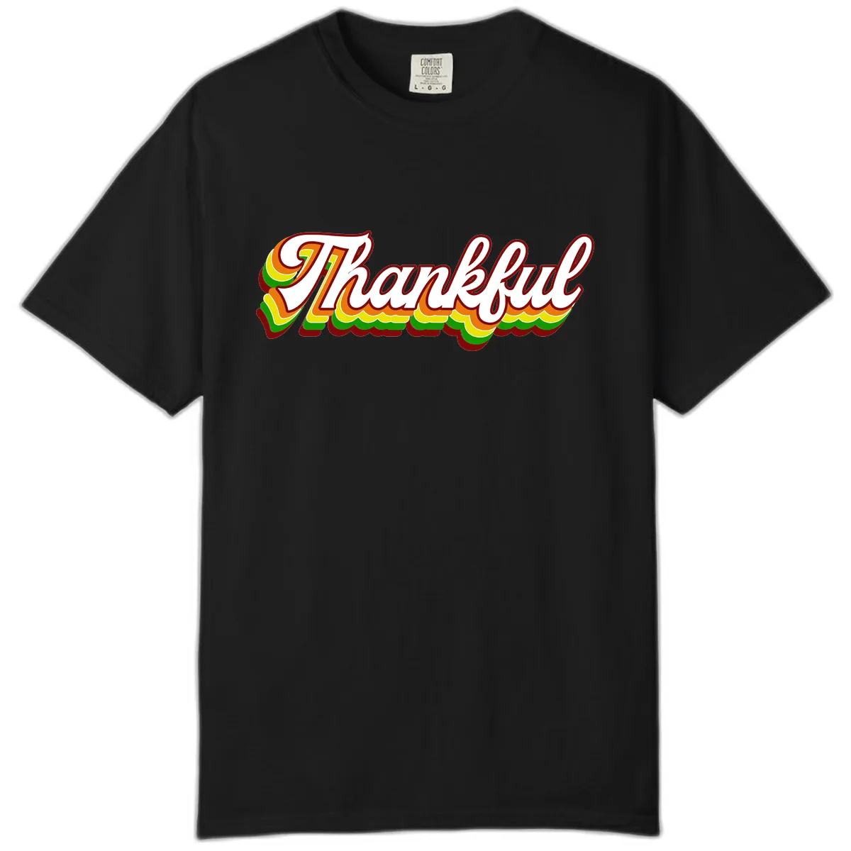 Retro Thankful Script Comfort Color in Black