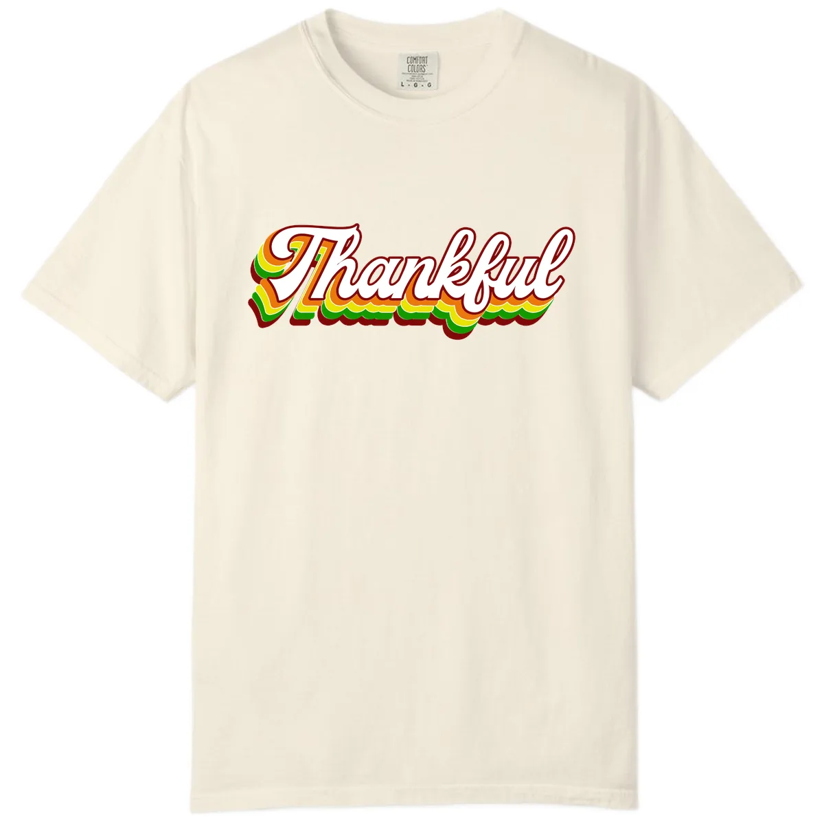Retro Thankful Script Comfort Color in Ivory