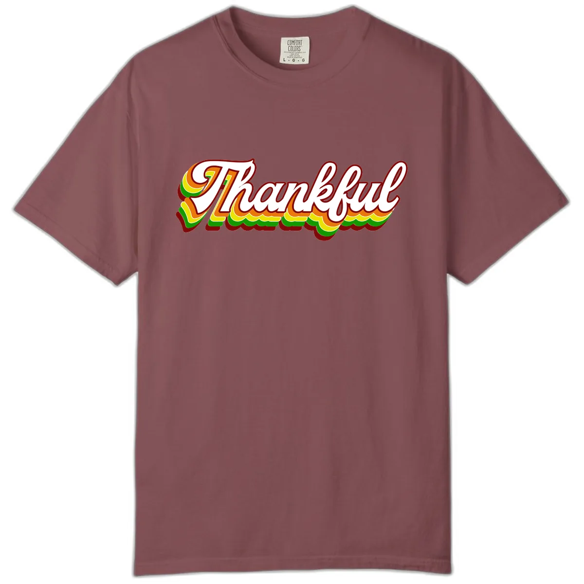 Retro Thankful Script Comfort Color in Brick