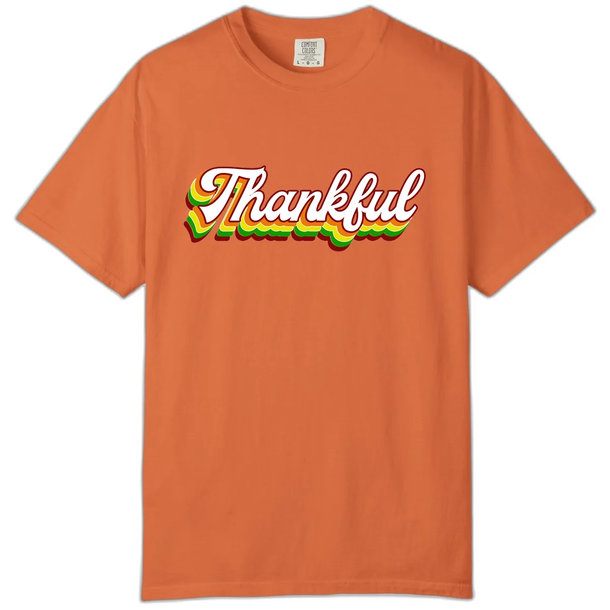 Retro Thankful Script Comfort Color in Burnt Orange