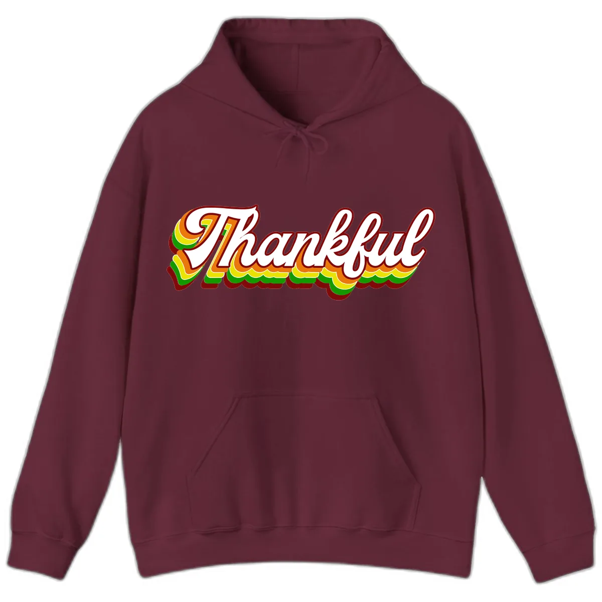 Retro Thankful Script Hoodie in Maroon