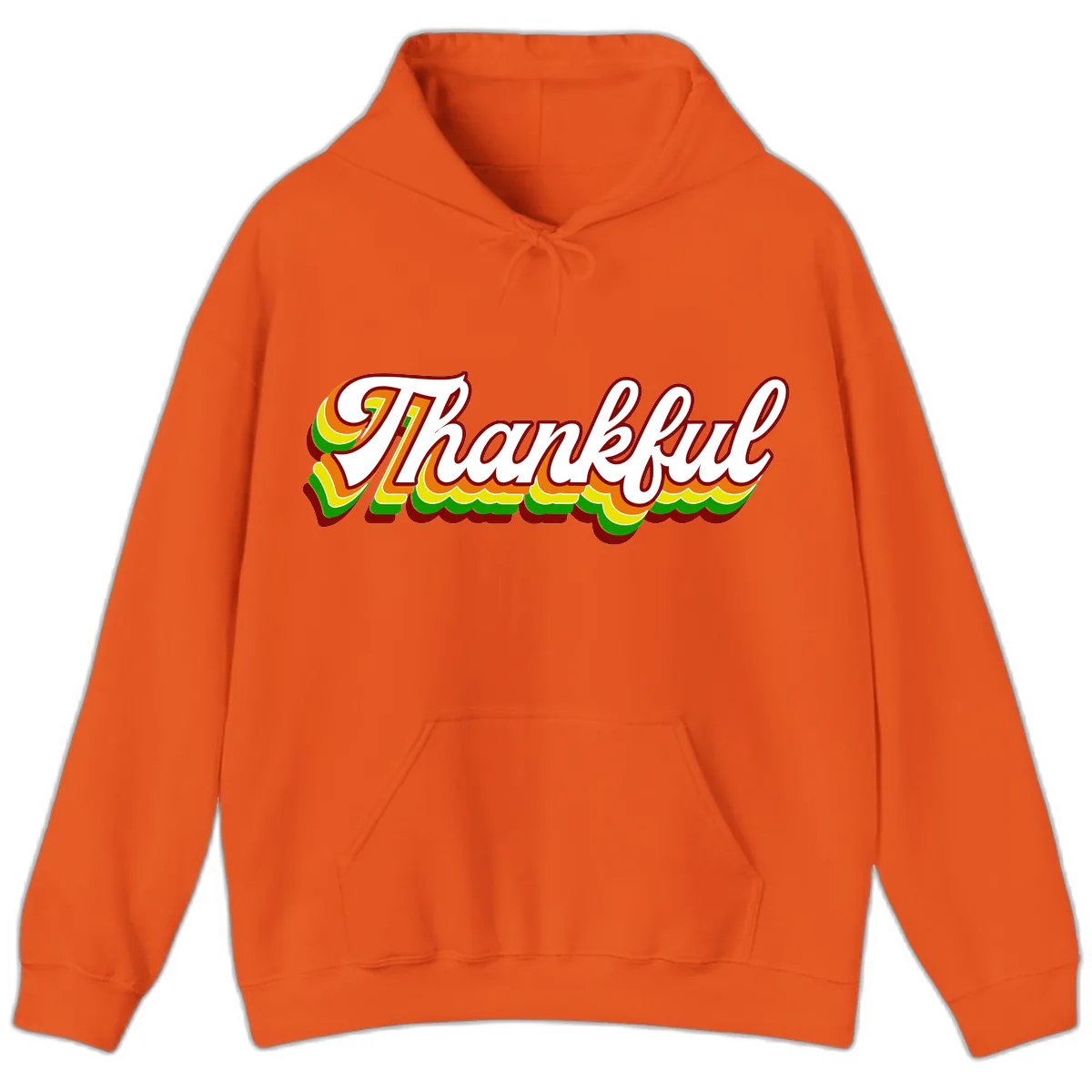Retro Thankful Script Hoodie in Orange