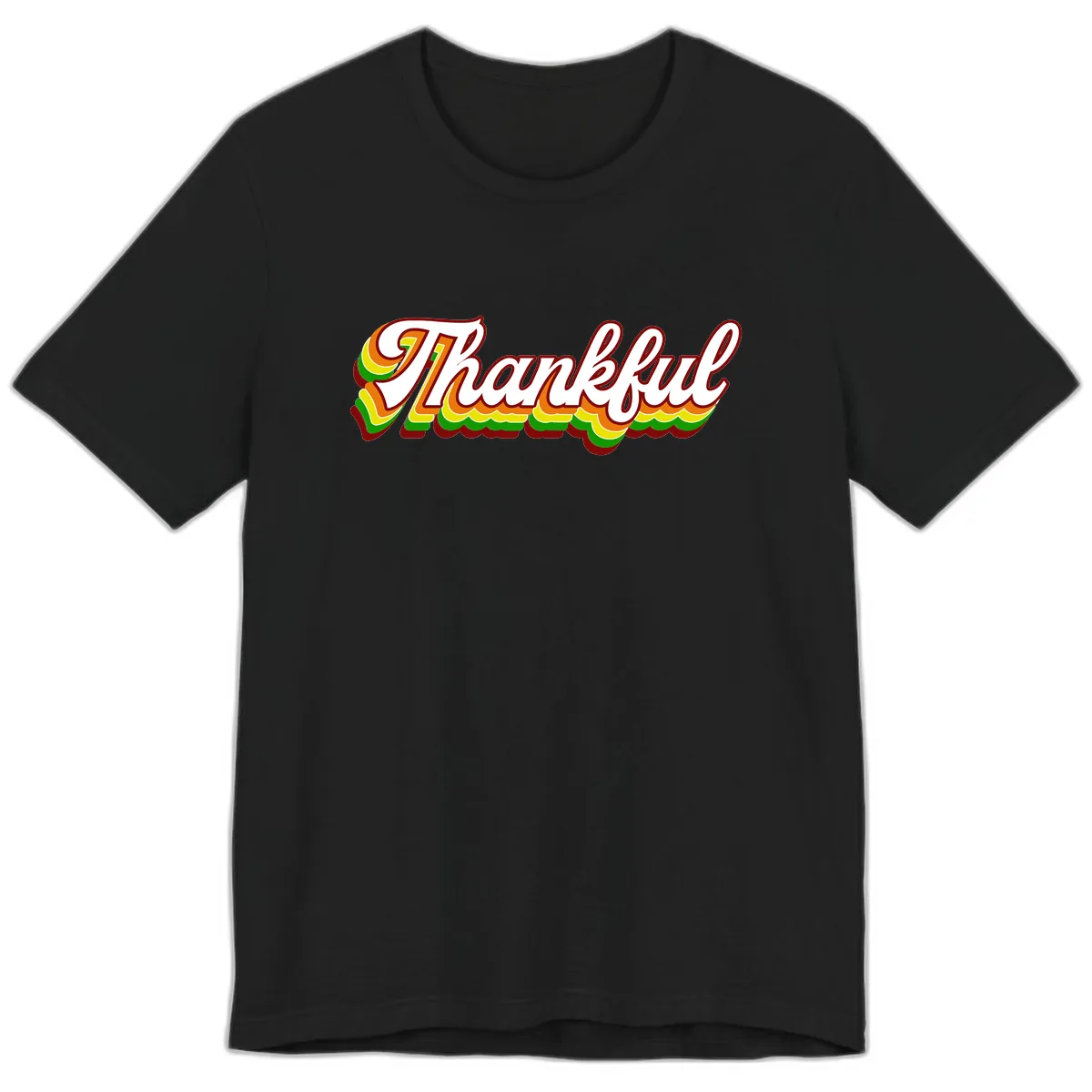 Retro Thankful Script Premium T-Shirt in Black