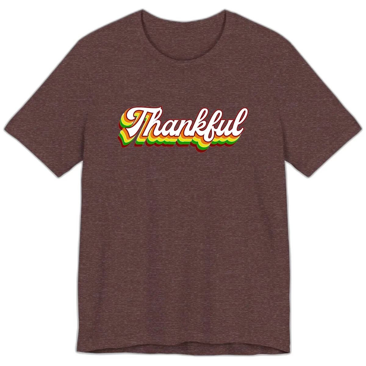Retro Thankful Script Premium T-Shirt in Heather Maroon