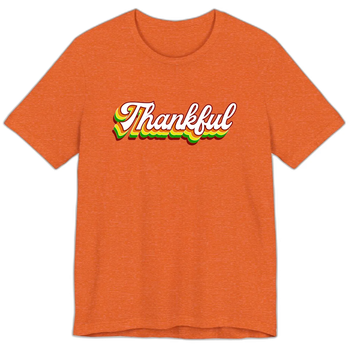 Retro Thankful Script Premium T-Shirt in Heather Orange