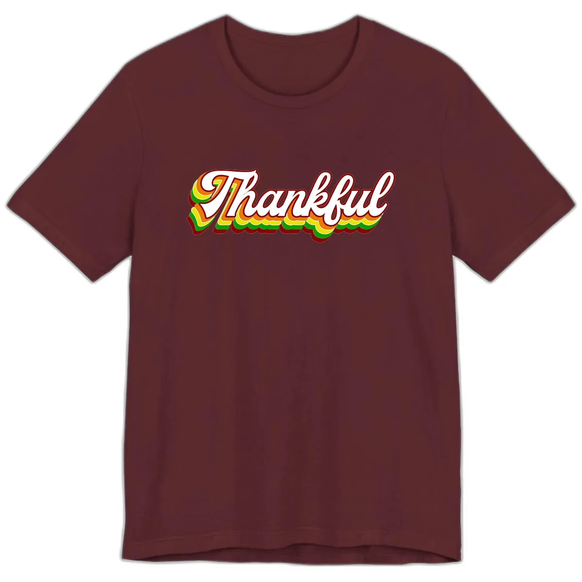 Retro Thankful Script Premium T-Shirt in Maroon