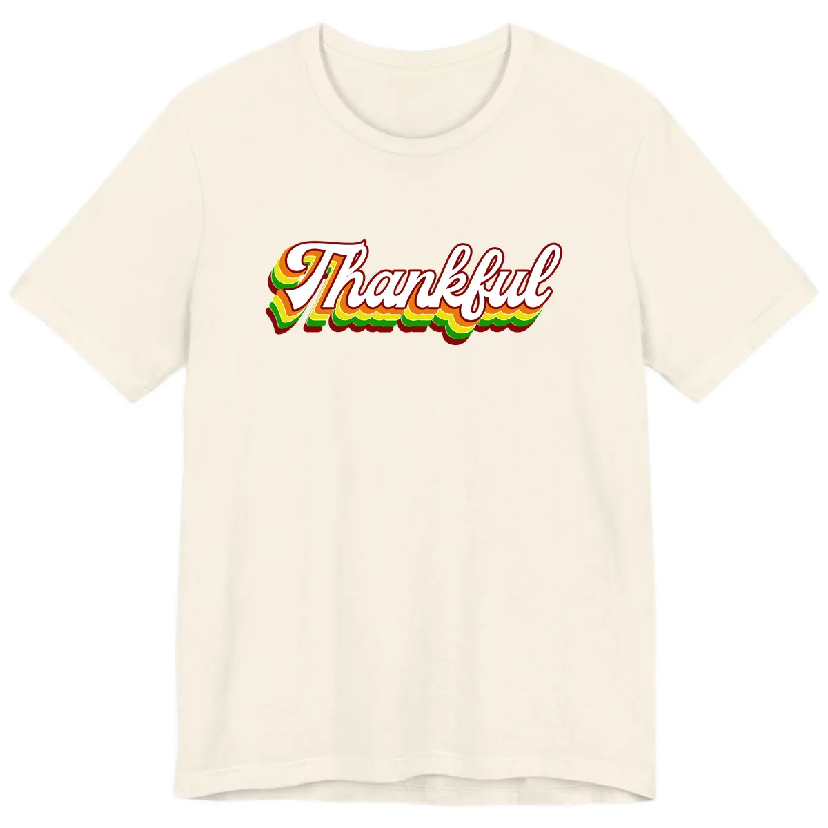 Retro Thankful Script Premium T-Shirt in Natural